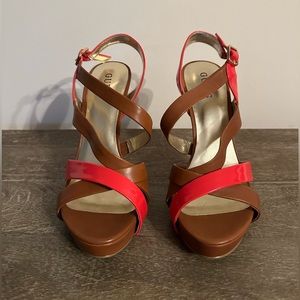 Guess Red Multi-Leather Heels (Size 8.5)